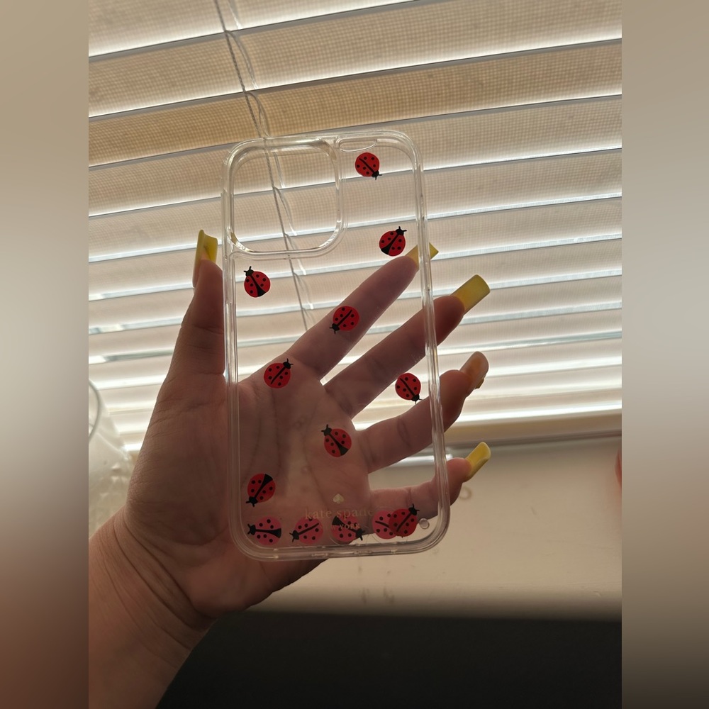 Kate Spade Ladybug Resin IPhone 14 Pro Max Phone case! 🖤❤️🐞